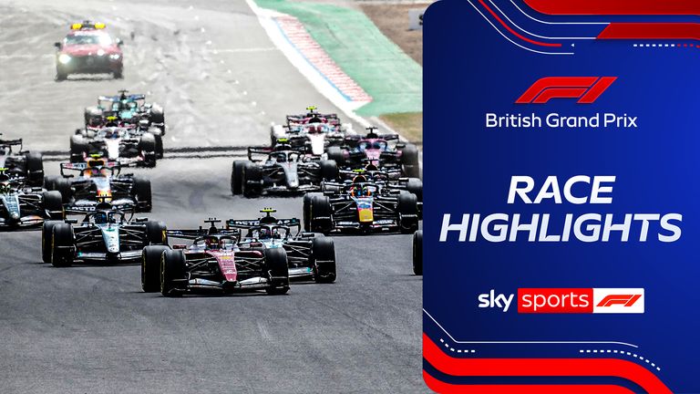 Charles Leclerc celebrates his British Grand Prix victory at Silverstone. Photo: Sky Sports