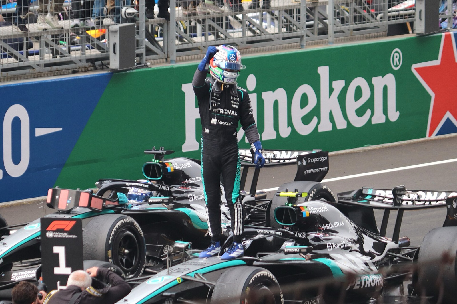 Kimi Antonelli celebrates a 2026 Formula 1 victory for Mercedes after a race earlier in the season. Photo: Liauzh / Wikimedia Commons, CC BY 4.0