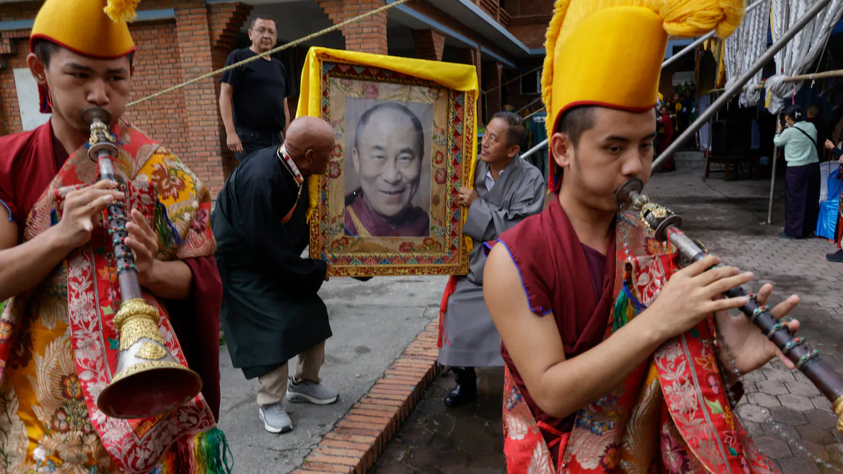 Tibetan monks and devotees celebrate the Dalai Lama's 91st birthday with prayers and offerings. Photo: The National