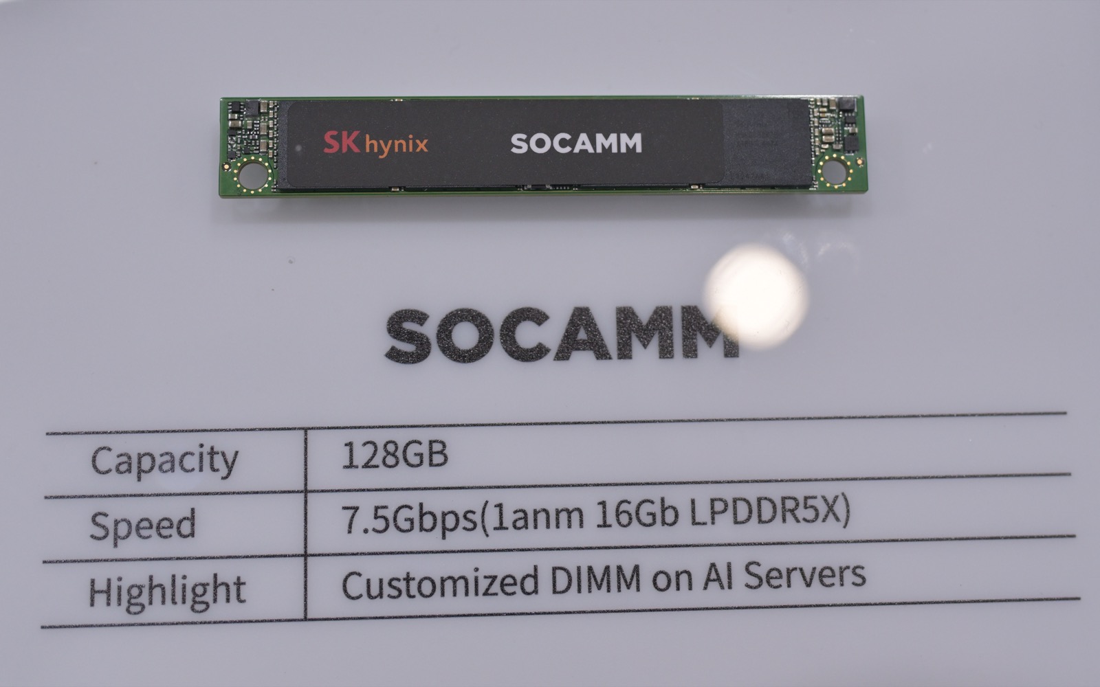 An SK Hynix memory module displayed at a technology trade show, representing the high-bandwidth memory at the center of the supply pacts. Photo: 4300streetcar / Wikimedia Commons, CC BY 4.0