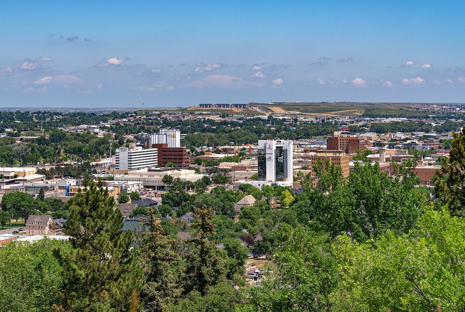 Aerial view of downtown Rapid City, South Dakota, the city that logged an all-time high of 112 degrees during the July 2026 heat dome. Photo: Tony Webster / Wikimedia Commons, CC BY-SA 2.0.