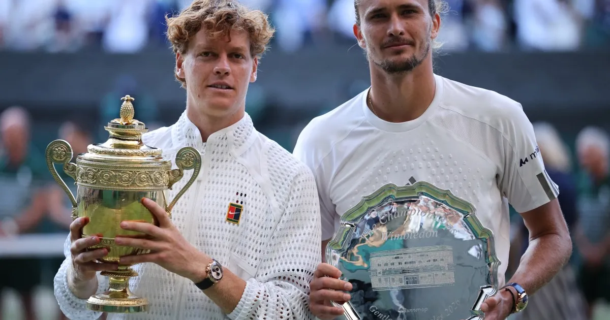 Jannik Sinner lifts the Wimbledon men's singles trophy after beating Alexander Zverev in the 2026 final. Photo: Al Jazeera