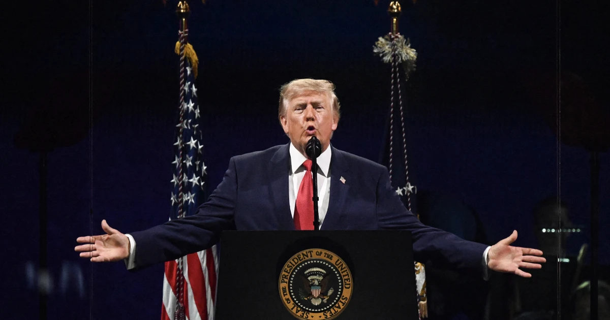 President Trump addresses a crowd on a storm-cleared National Mall during America 250 celebrations. Photo: NBC News